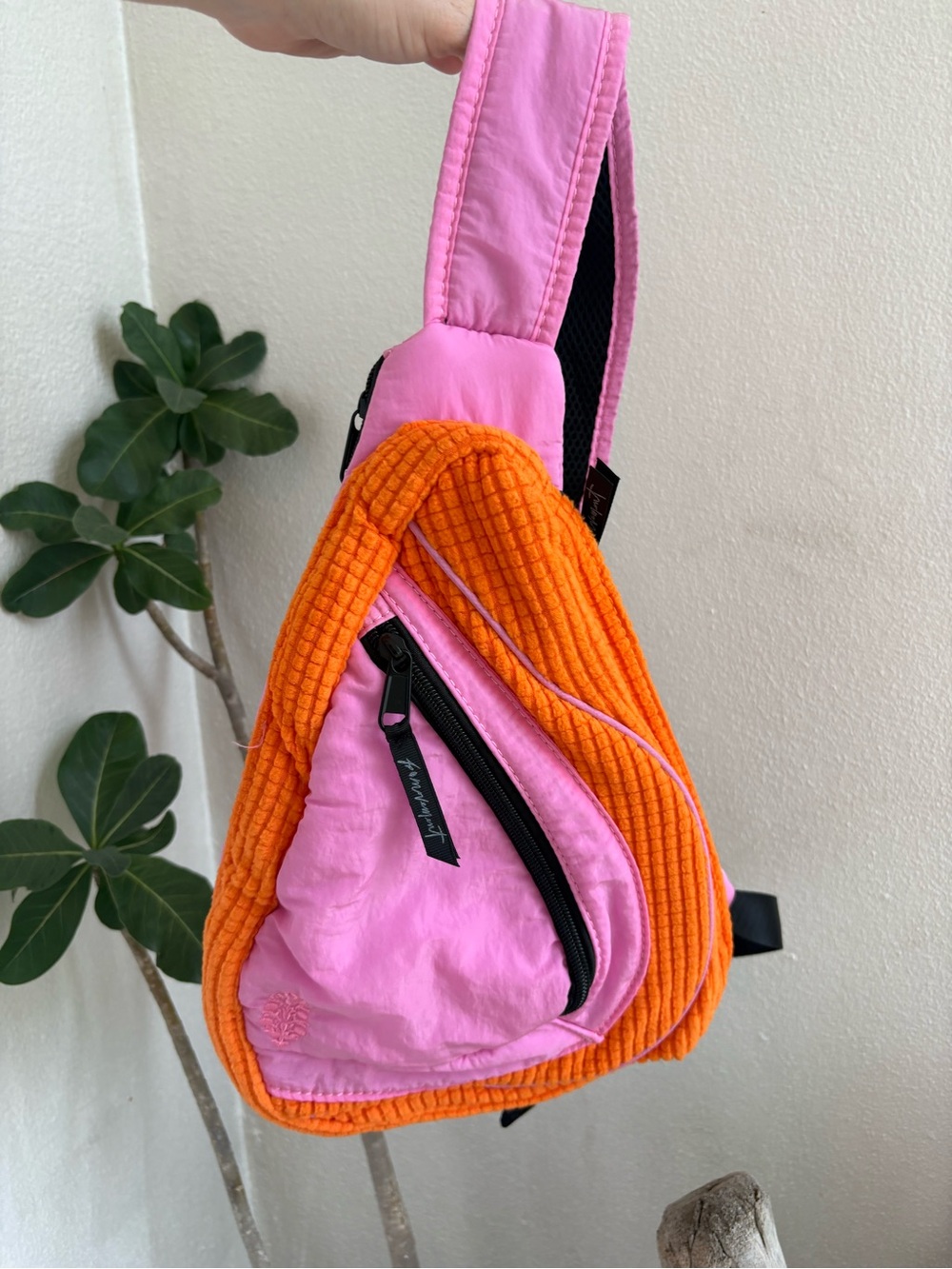 NWT Free People Movement Pink and Orange Sherpa Sling Bag
